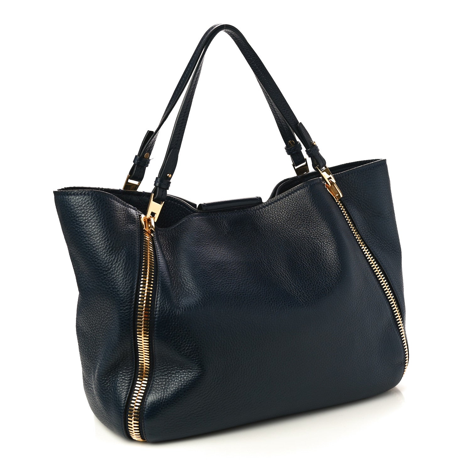 Tom Ford Grained Calfskin Sedgwick Medium Zipper Tote Sapphire Blue 3 of 10