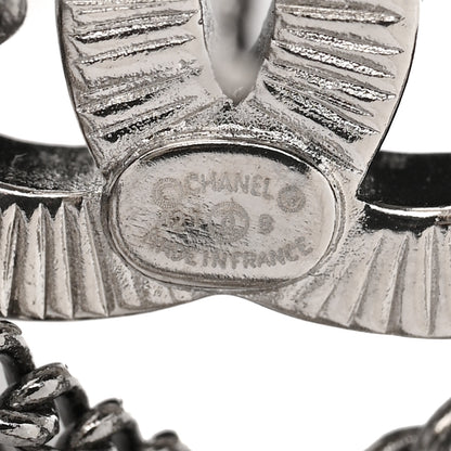 Chanel Crystal Chain CC Earrings Silver 4 of 5