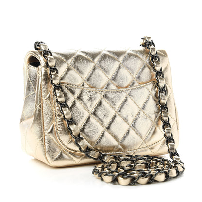 Chanel Metallic Lambskin Quilted Mini Square Flap Gold Black 3 of 11