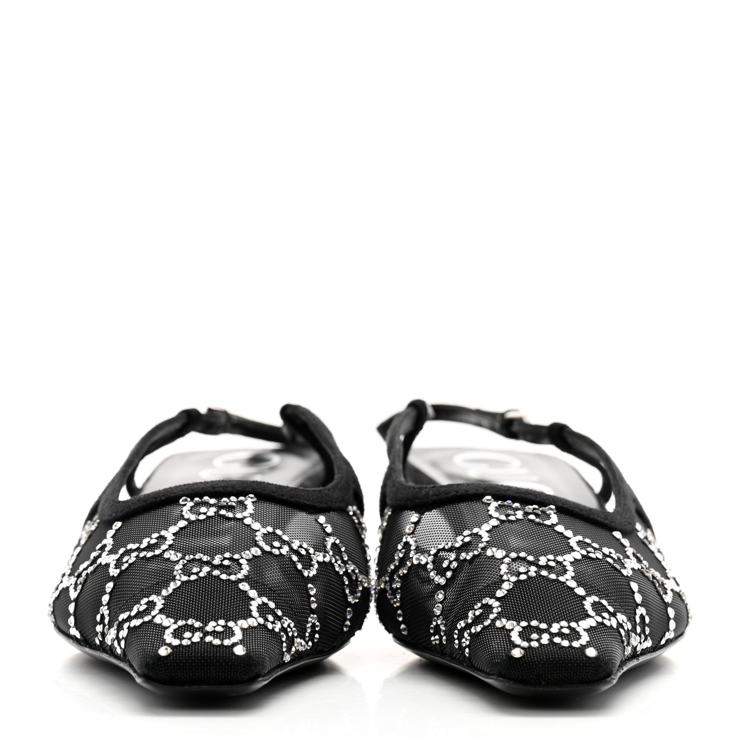 Gucci Tela Retino Kid Scamosciato Crystal GG Monogram Square G 35mm Slingback Pumps 38 Black 2 of 9