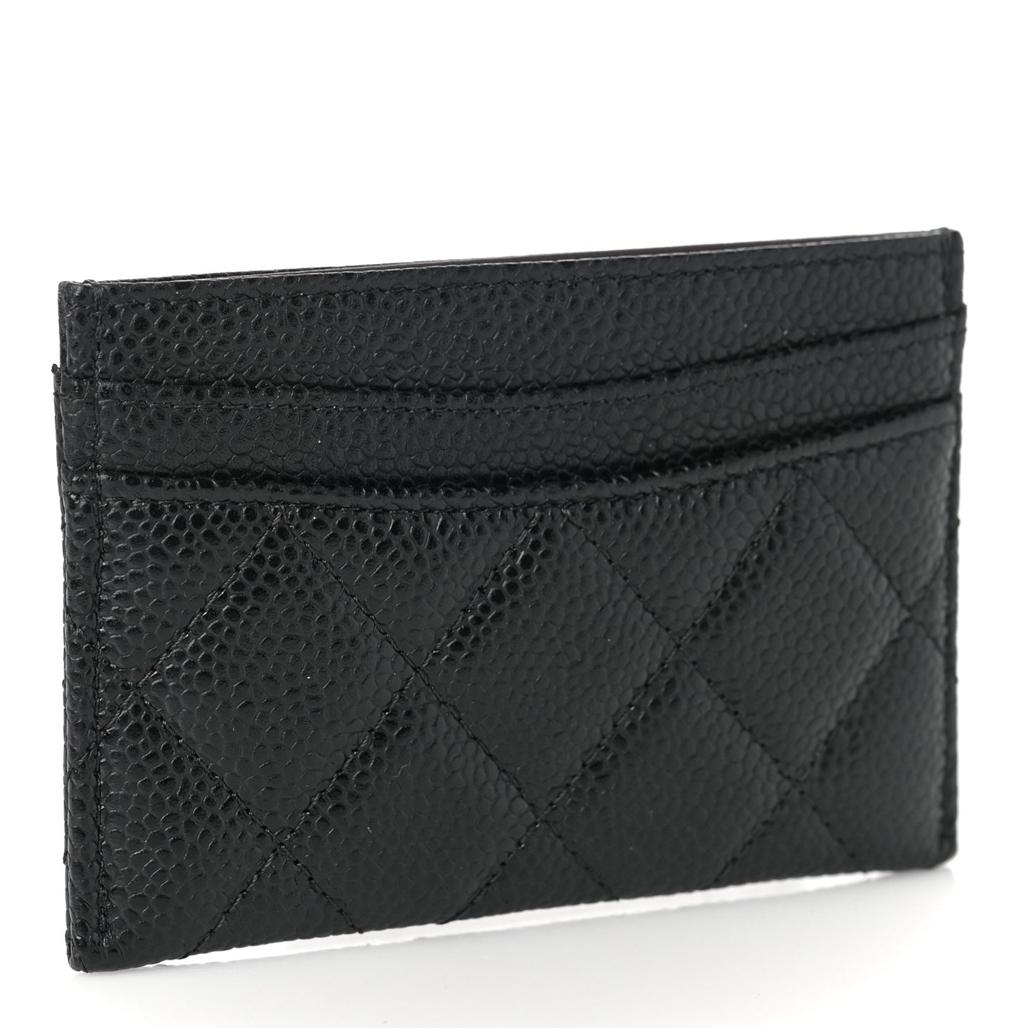 Caviar Quilted Card Holder Black