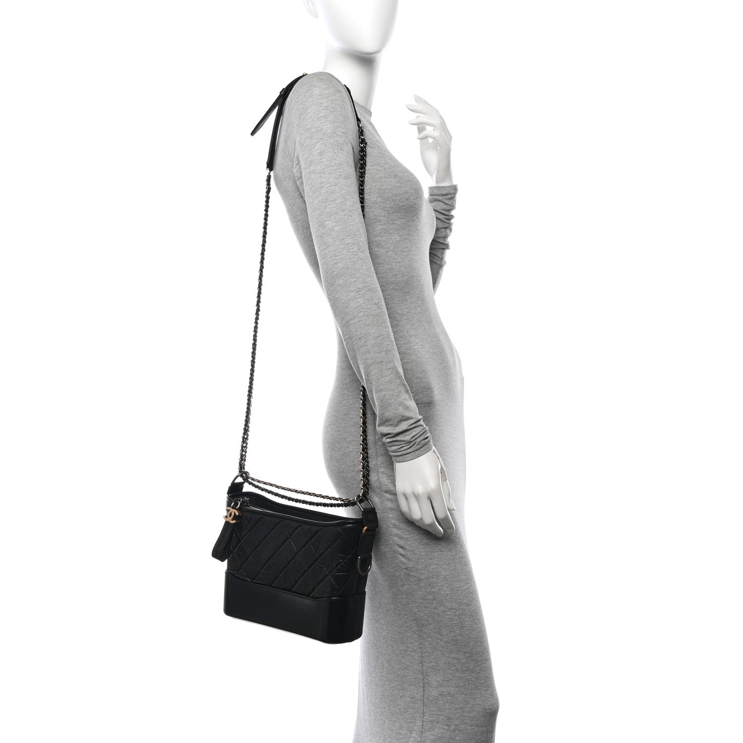 Chanel Aged Calfskin Quilted New Medium Gabrielle Hobo Black 2 of 11