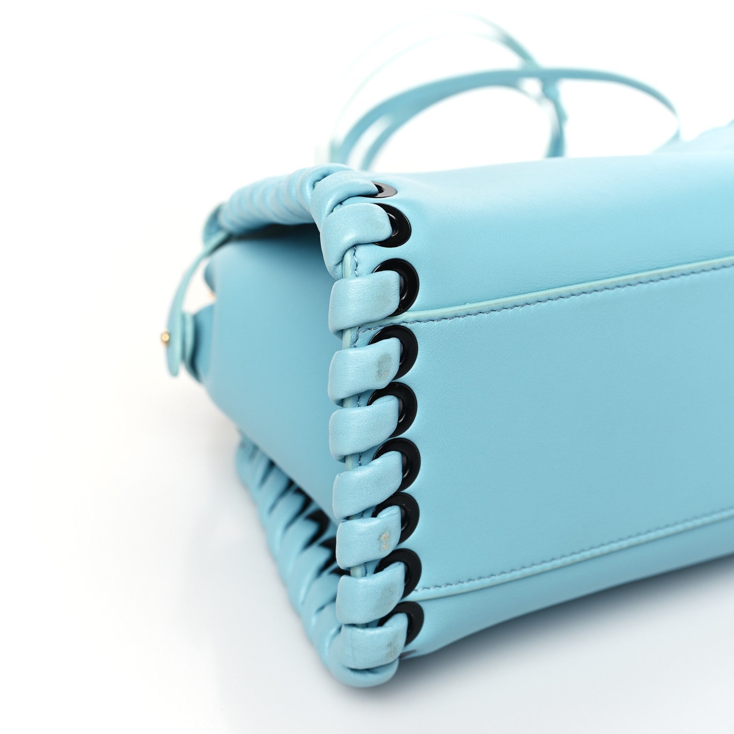 Fendi Nappa Lace Up Mini Peekaboo Iconic Satchel Turchese 8 of 9