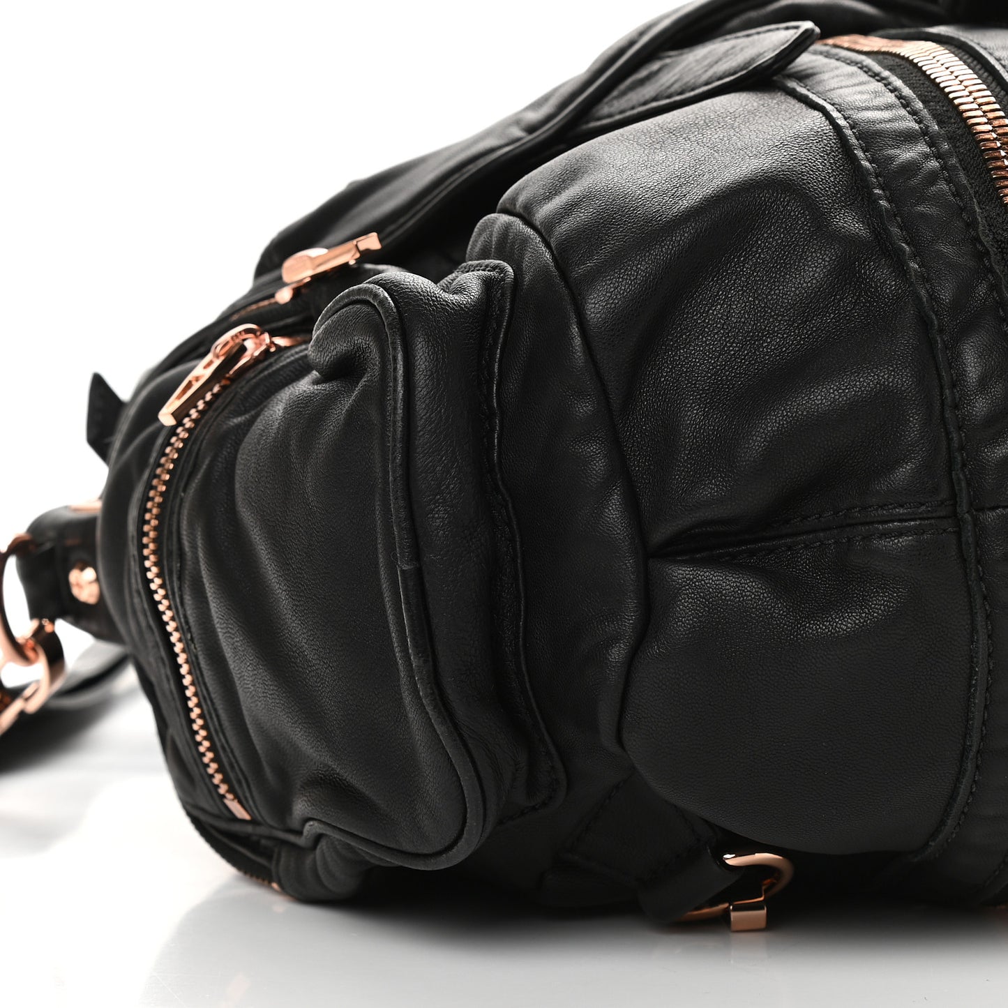 Lambskin Marti Backpack Bag Washed Black Rose Gold Hardware