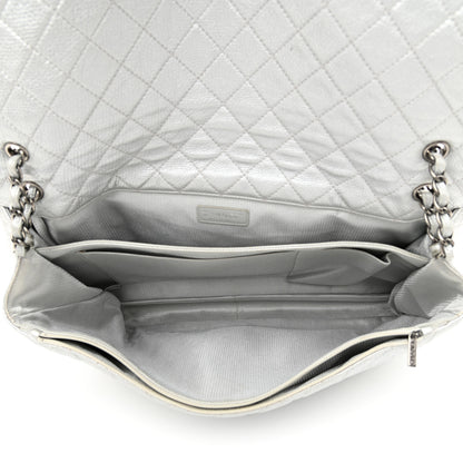 Chanel Metallic Calfskin Quilted XXL Travel Flap Bag Silver 5 of 14