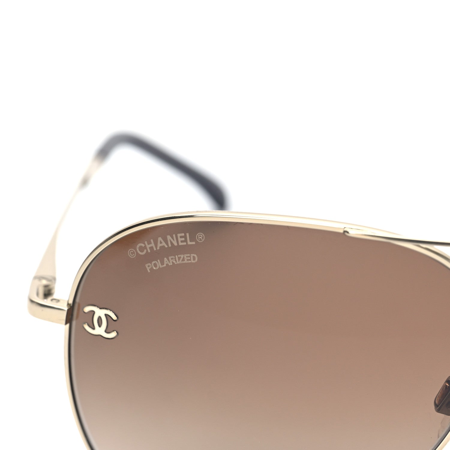 Chanel Metal Polarized Aviator CC Sunglasses 4189-T-Q Brown 7 of 7