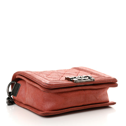 Chanel Iridescent Calfskin Quilted Small Gentle Square Boy Flap Red 4 of 18