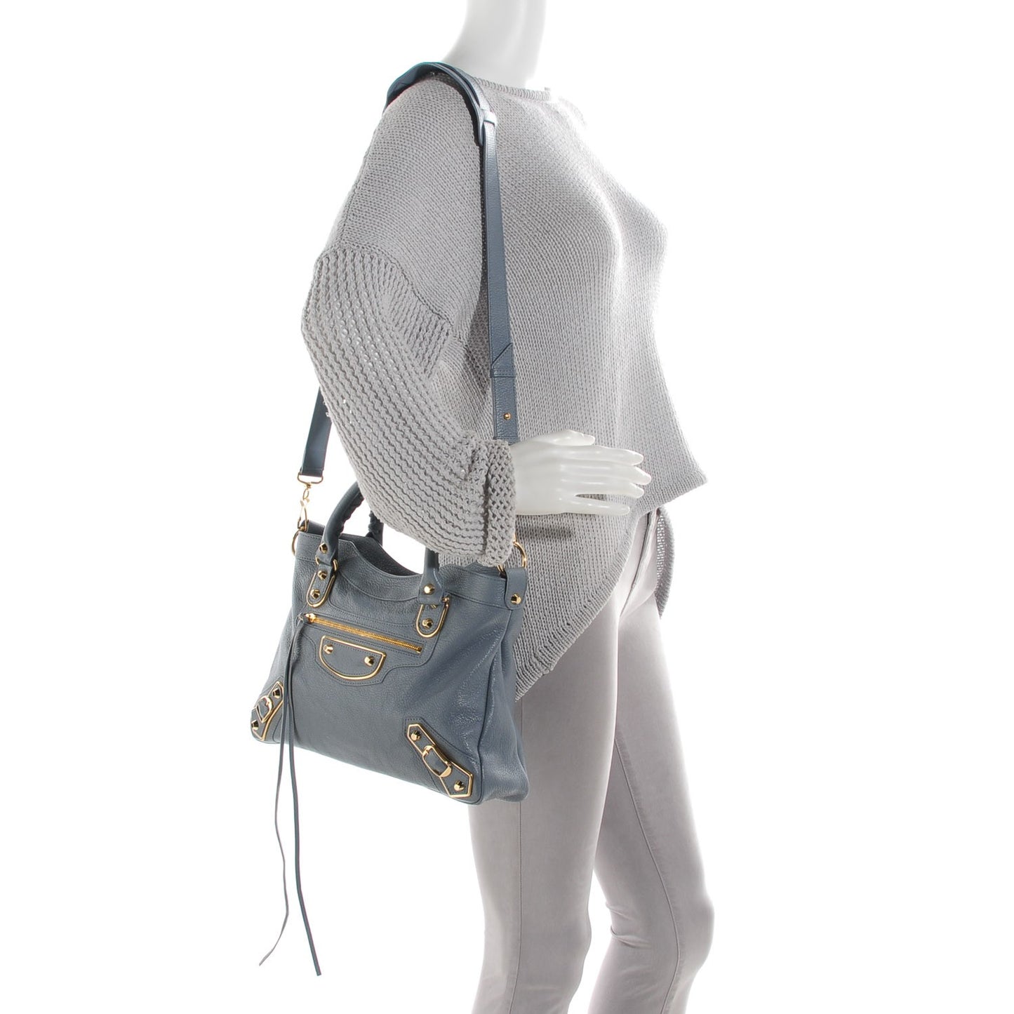 Chevre Gold Metallic Edge Hardware Town Bleu Acier