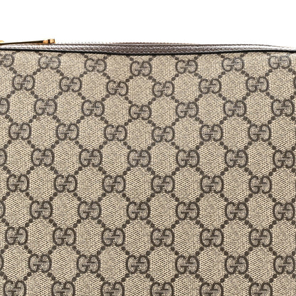 Gucci GG Supreme Monogram Textured Calfskin Web Super Mini Ophidia Shoulder Bag Beige Ebony New Acero 8 of 11