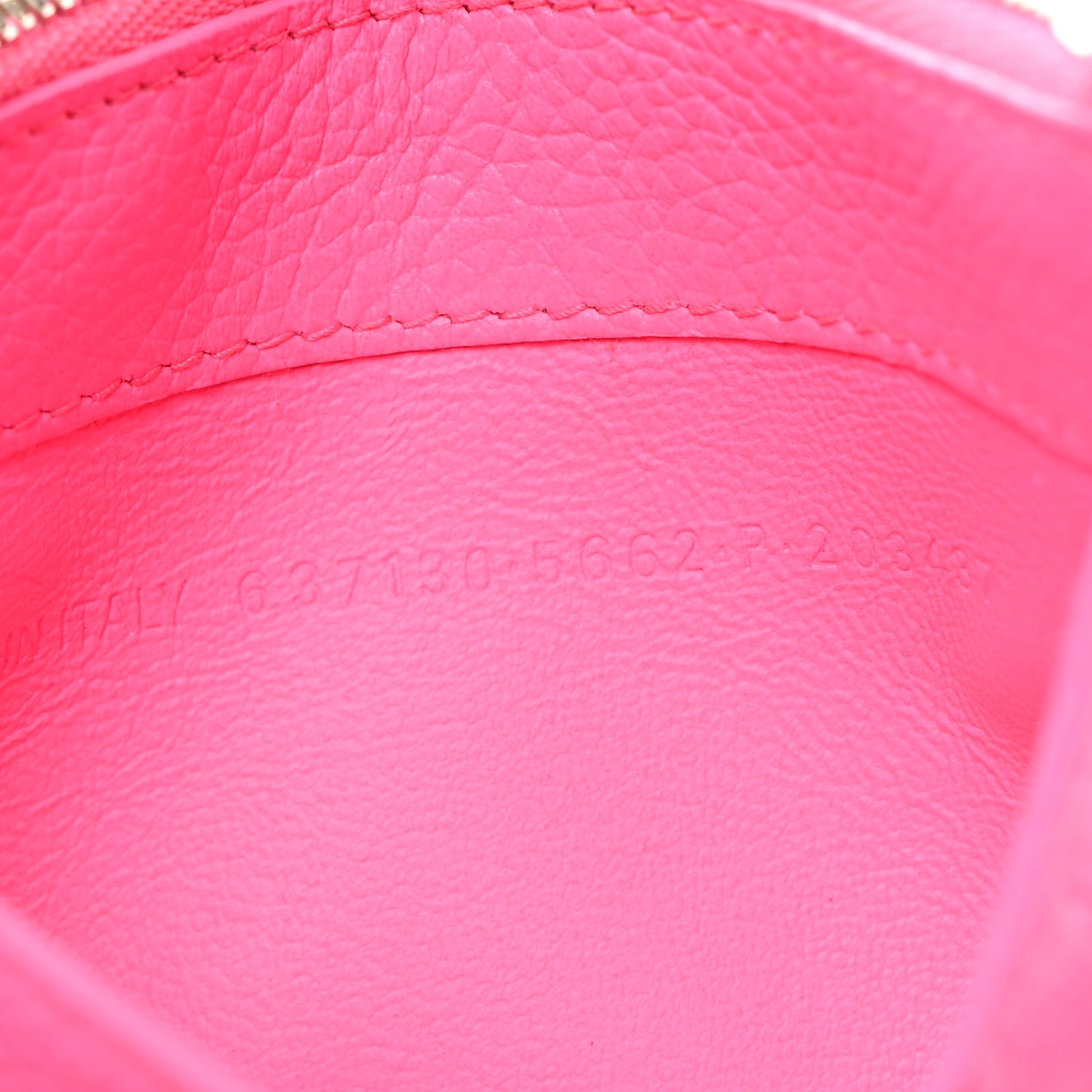 Grained Calfskin Logo Large Cash Long Coin Card Holder Acid Pink Black
