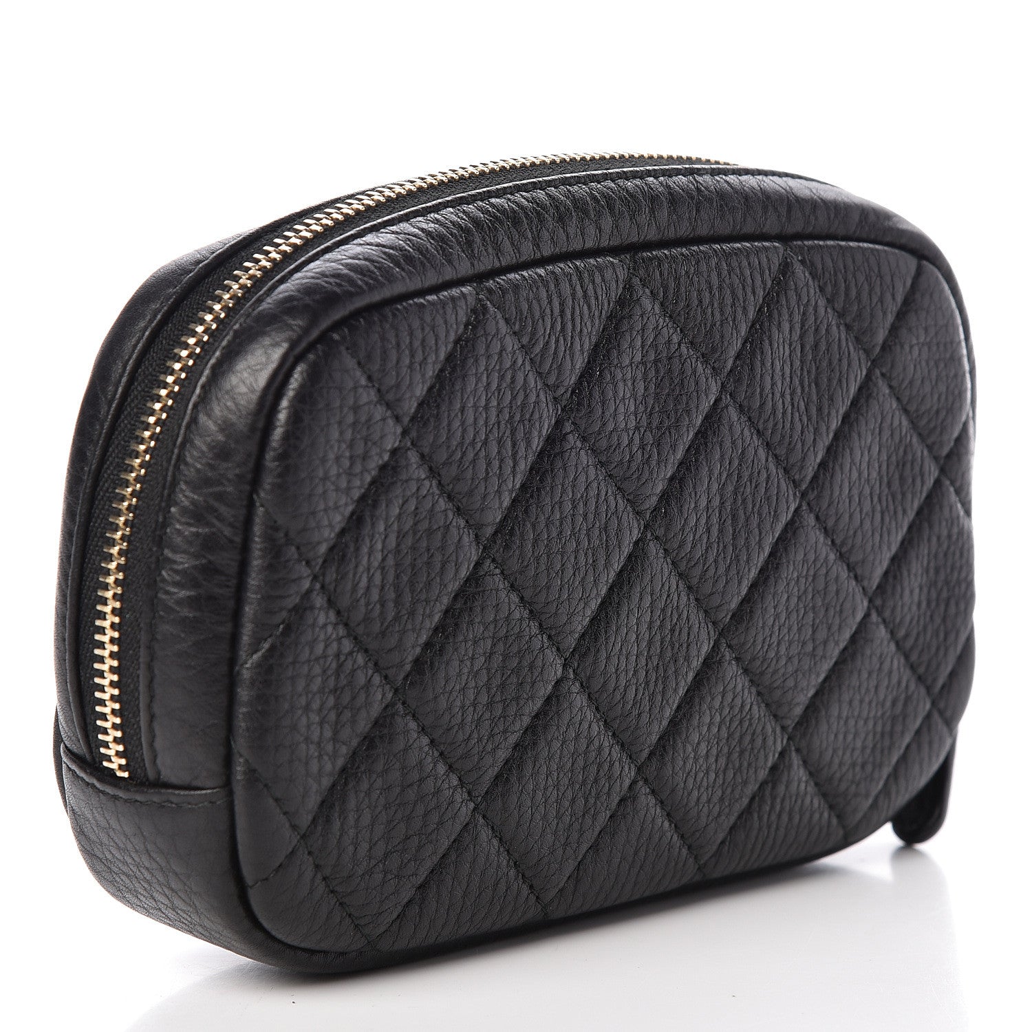 Chanel Calfskin Quilted Small Curvy Pouch Cosmetic Case Black 3 of 8