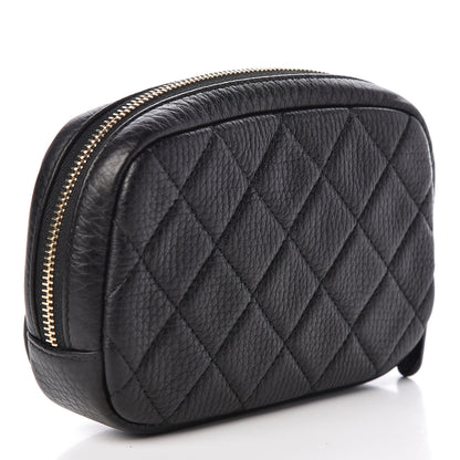 Chanel Calfskin Quilted Small Curvy Pouch Cosmetic Case Black 3 of 8