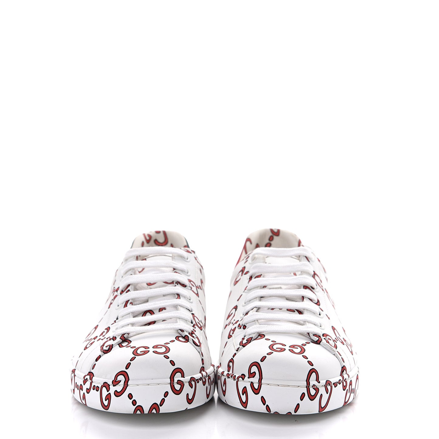 Calfskin GucciGhost Print Mens Ace Sneakers 10.5 White Hibiscus Red