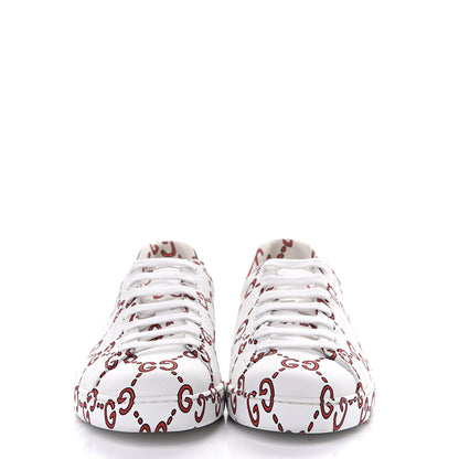 Gucci Calfskin GucciGhost Print Mens Ace Sneakers 10.5 White Hibiscus Red 2 of 7