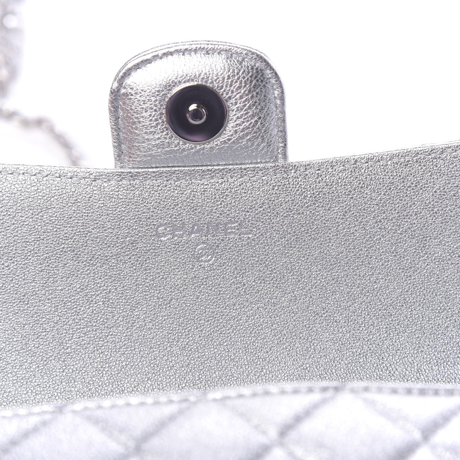 Chanel Metallic Lambskin Quilted Glasses Case With Chain Silver 6 of 12