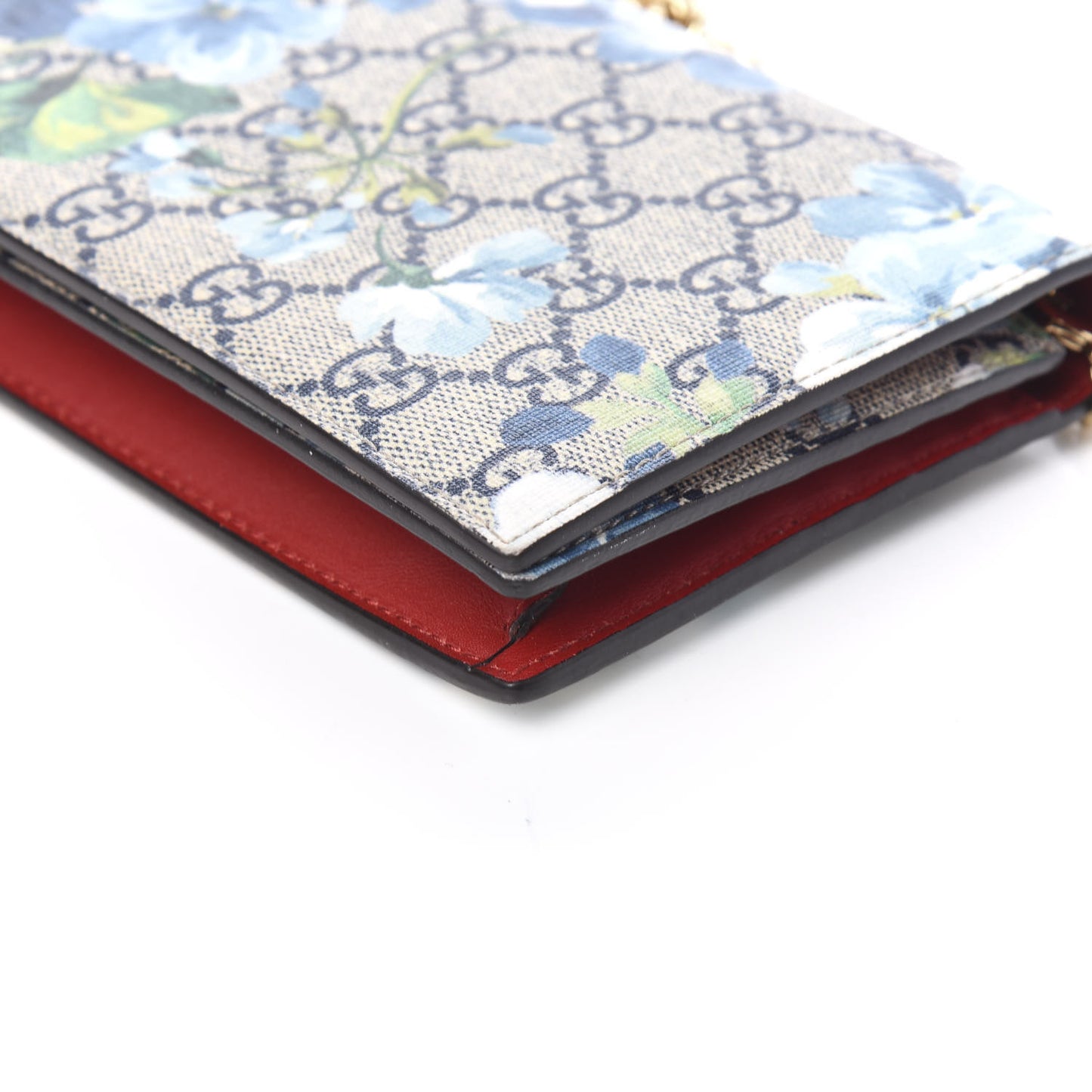 GG Supreme Monogram Blooms Chain Wallet Blue