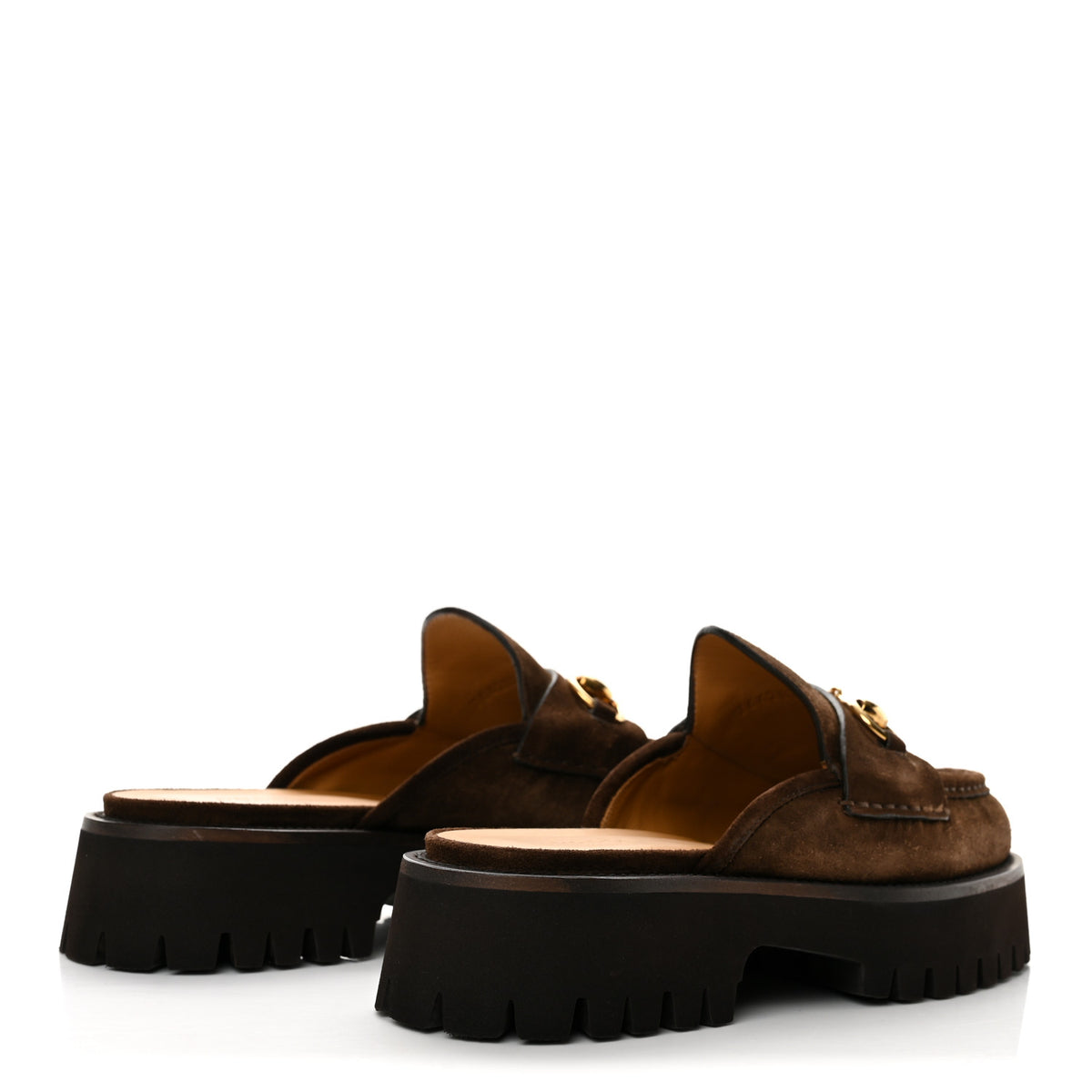 Gucci Suede Horsebit Platform Mules 37.5 Washed Brown 5 of 10