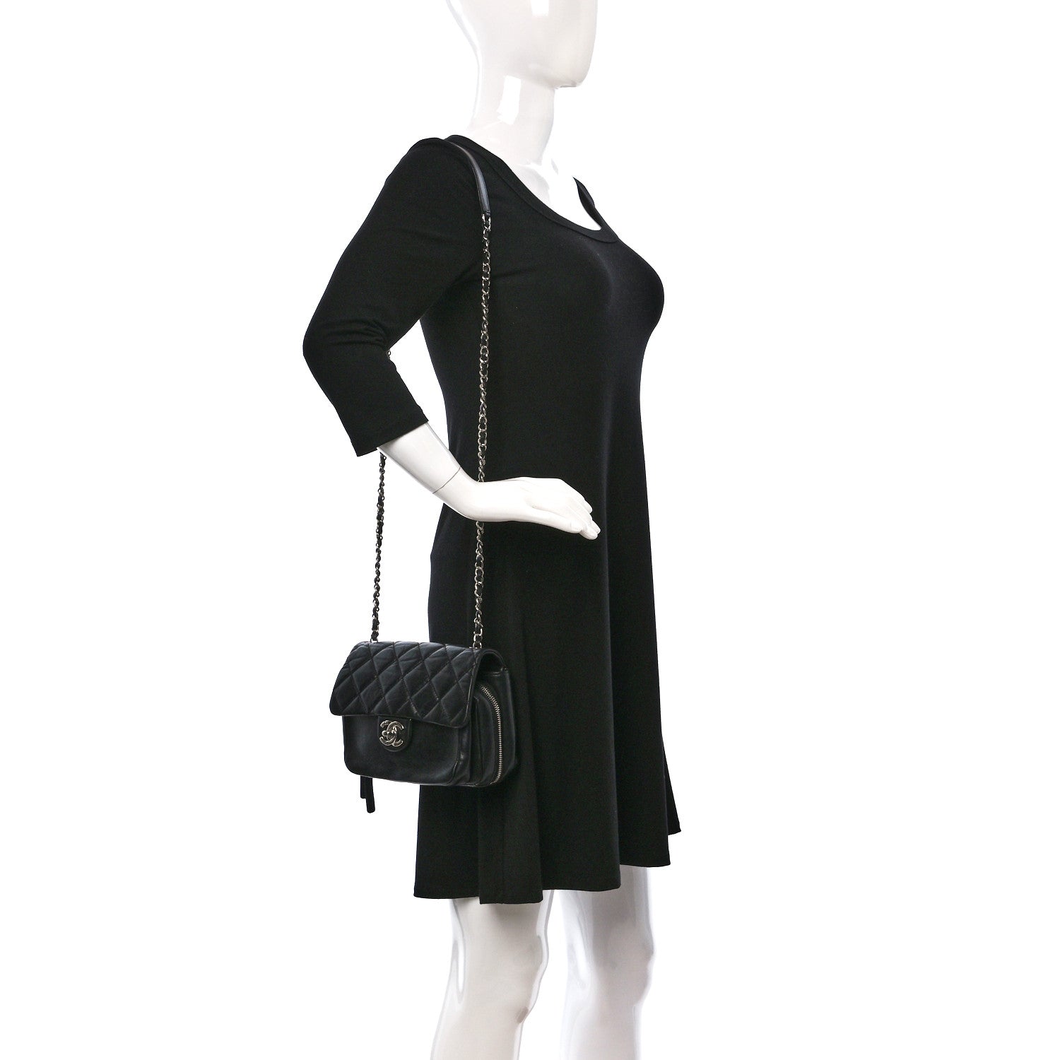 Chanel Aged Calfskin Quilted Express Zip Around Flap Black 2 of 11