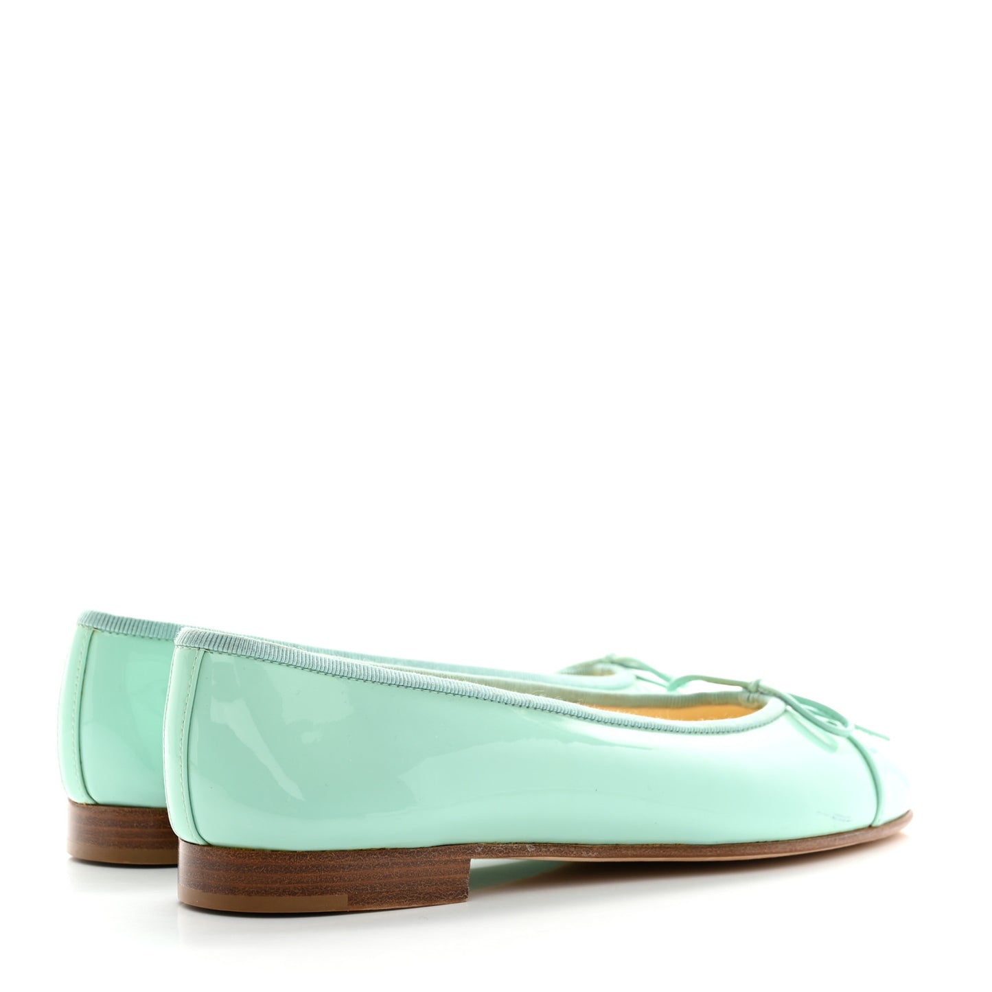 Patent Calfskin CC Cap Toe Ballerina Flats 36.5 Light Green