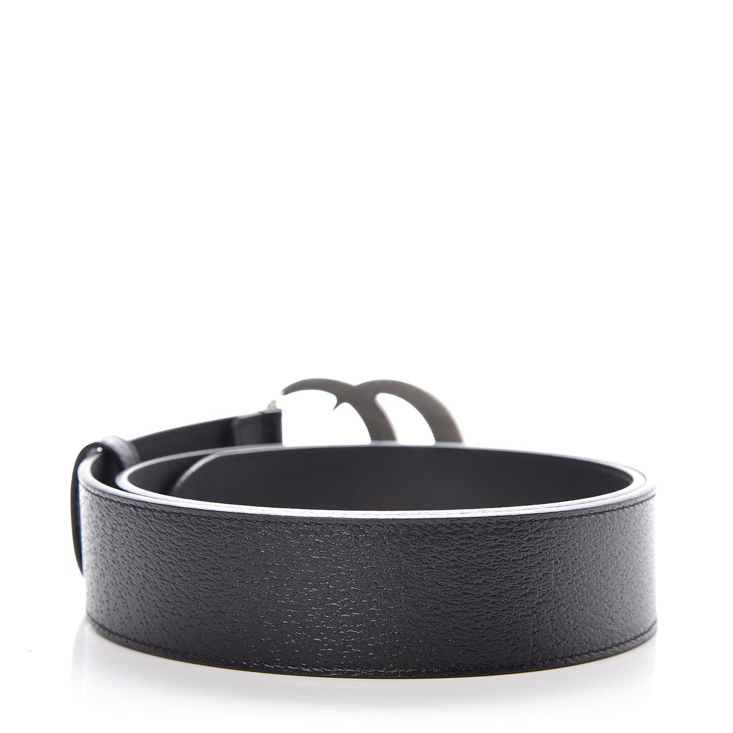 Textured Dollar Calfskin Nickel Double G 40mm Belt 85 34 Black