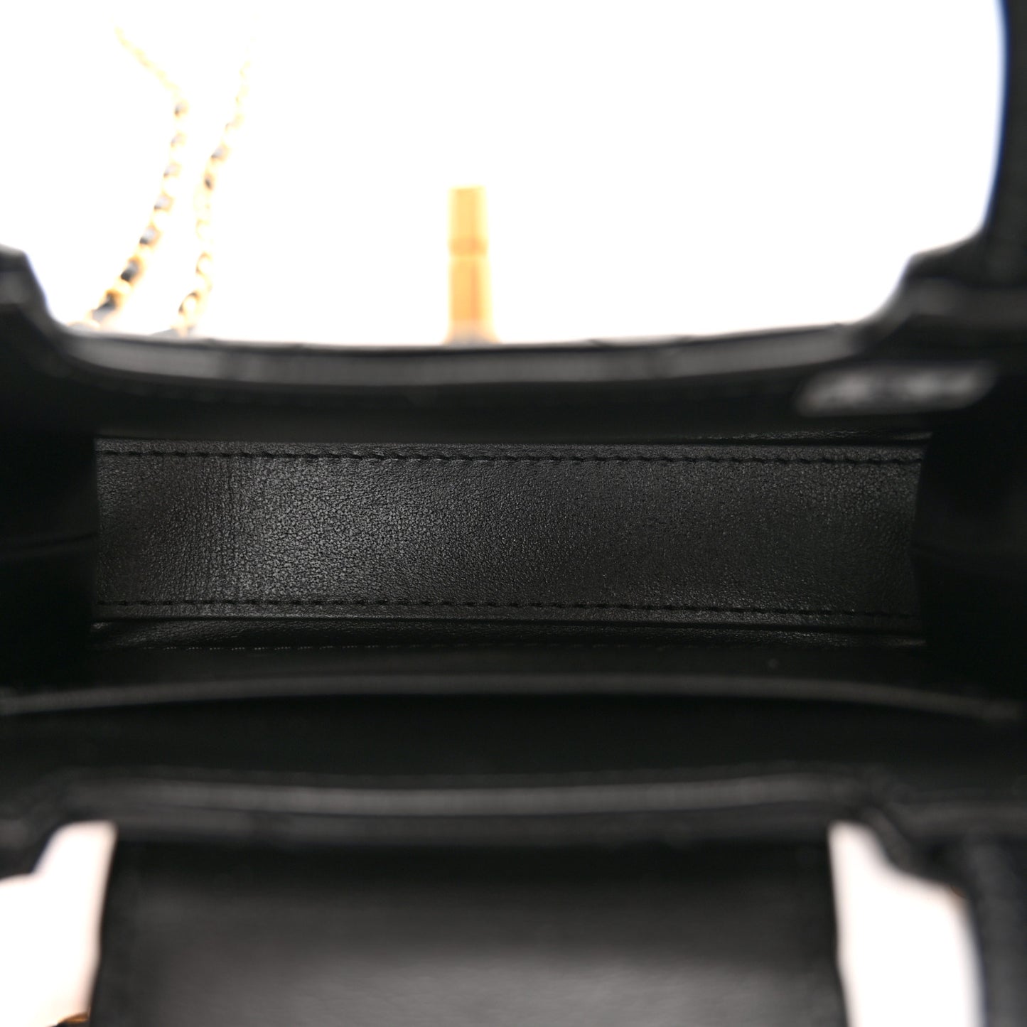 Shiny Aged Calfskin Quilted Mini Nano Kelly Shopper Black
