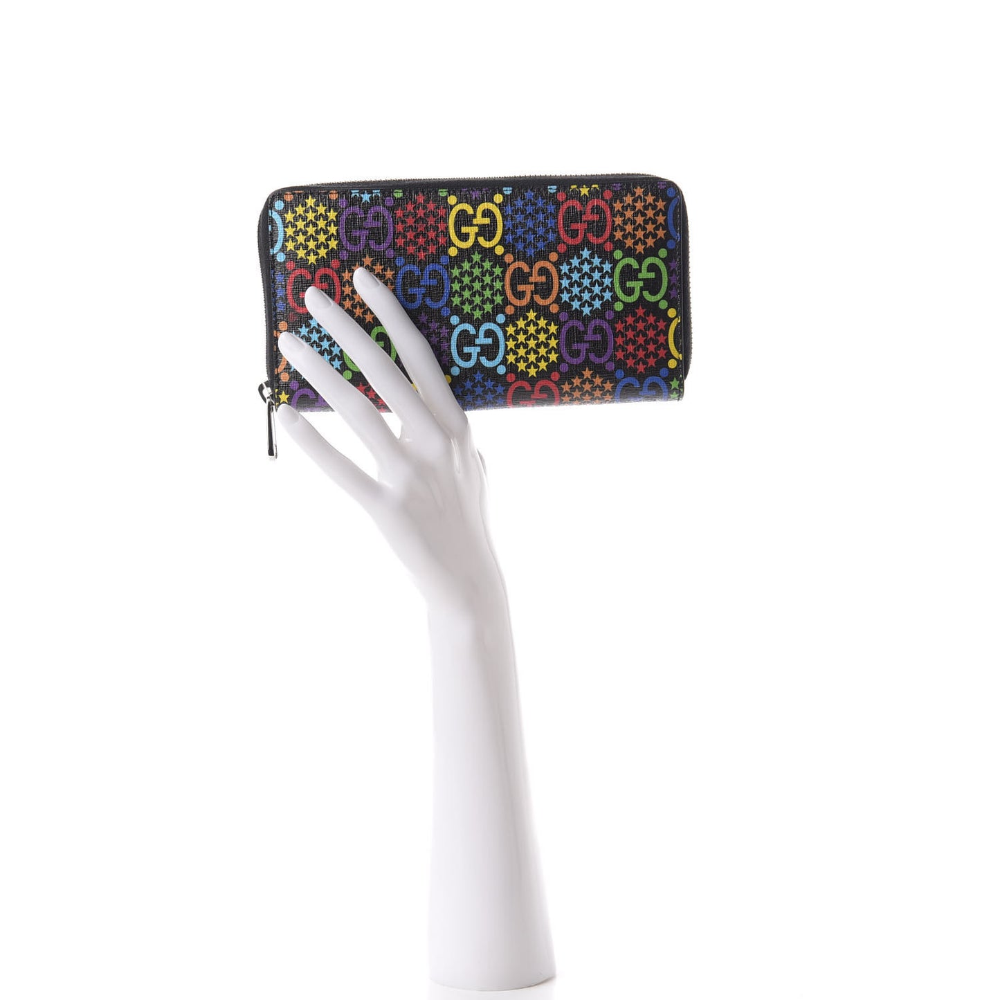 GG Supreme Monogram Psychedelic Zip Around Wallet Black Multicolor