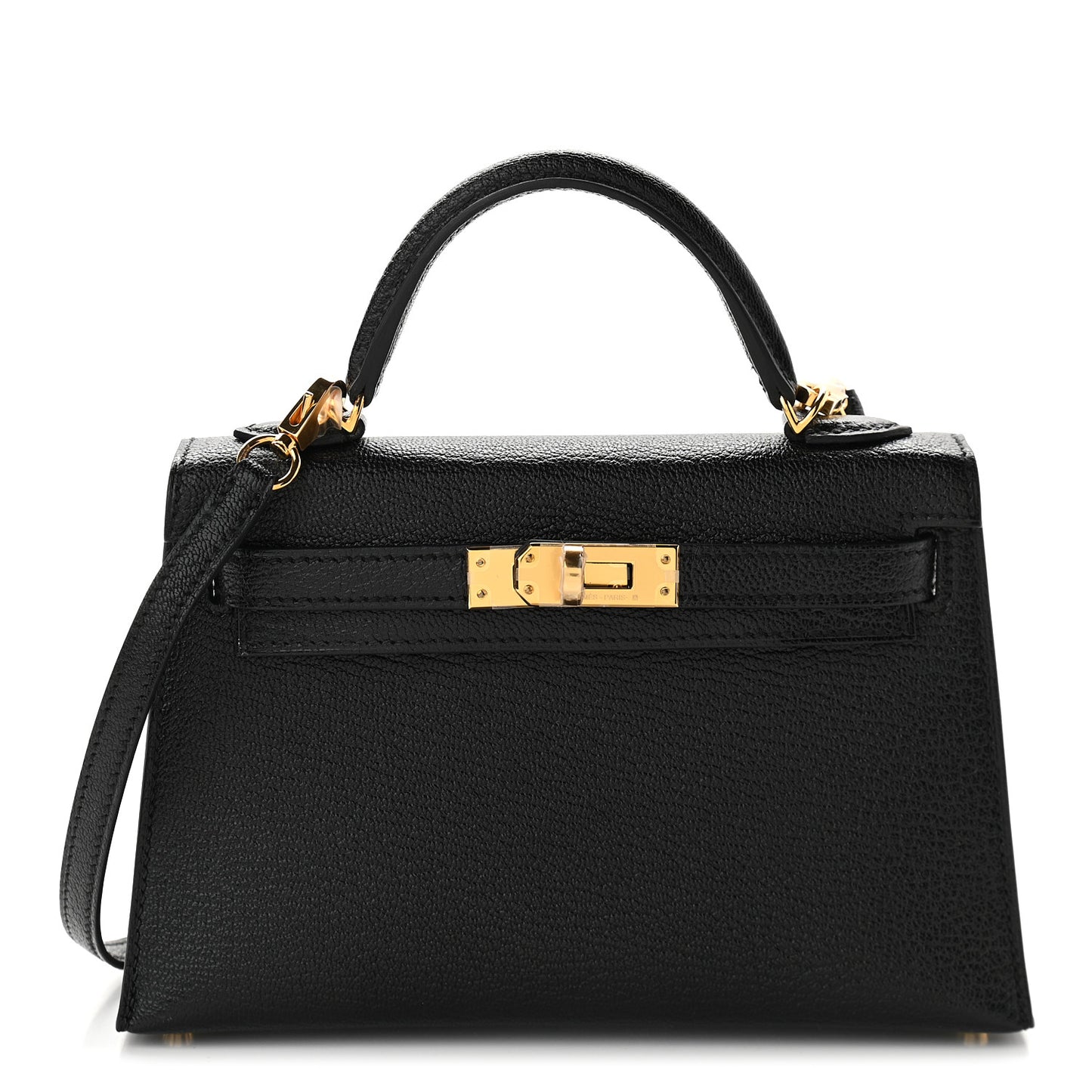 Chevre Mysore Horseshoe Mini Kelly Sellier 20 Black Rose Mexico