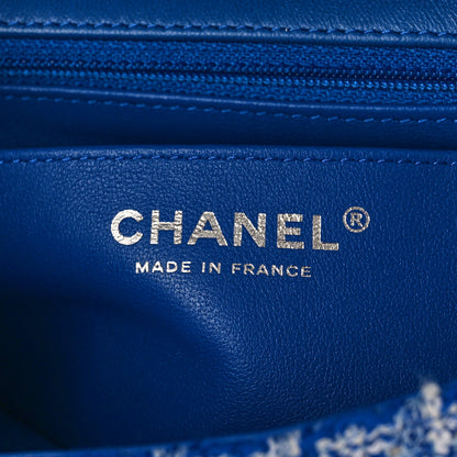 Chanel Tweed Quilted Mini Rectangular Flap Blue White 6 of 9