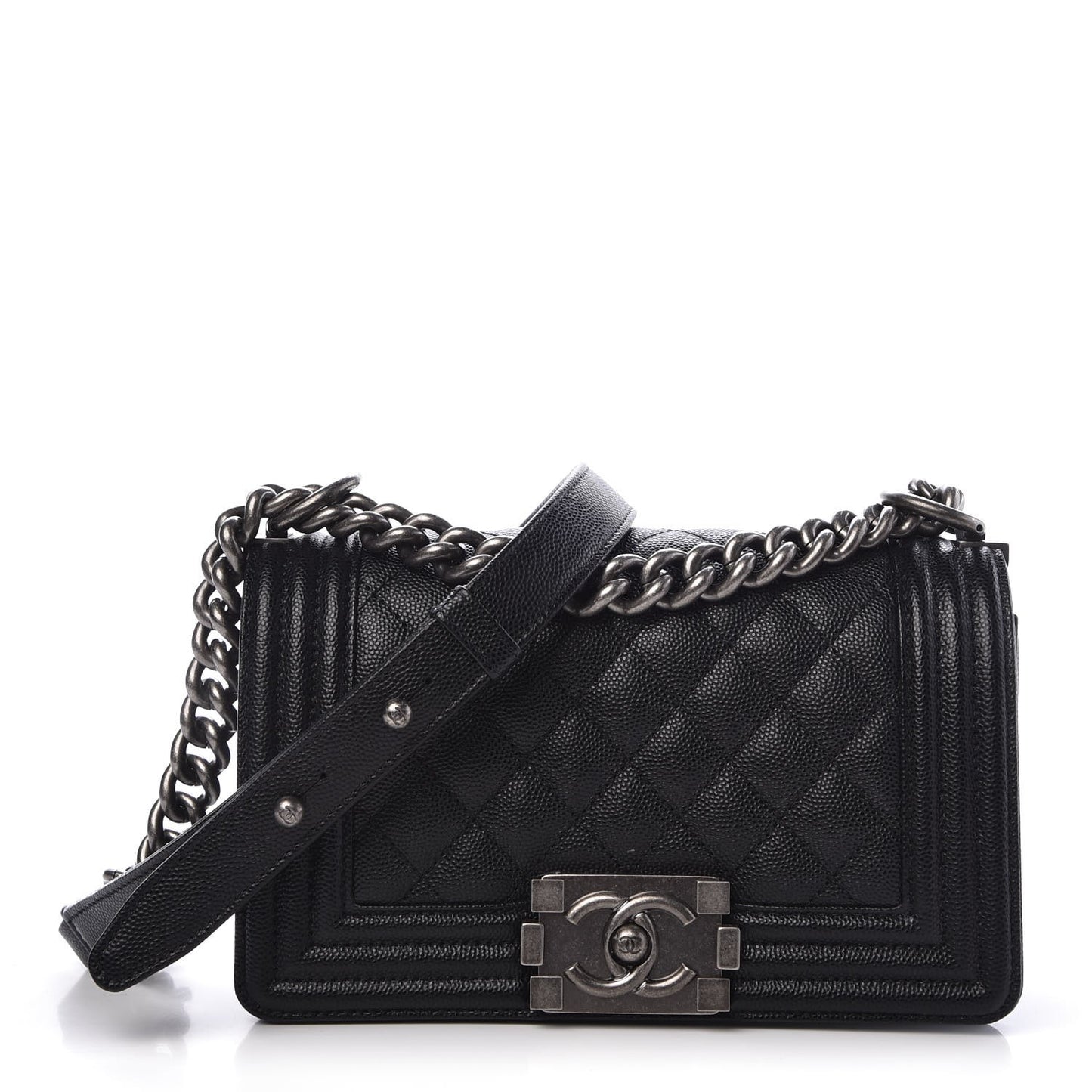 Caviar Quilted Small Boy Flap Black