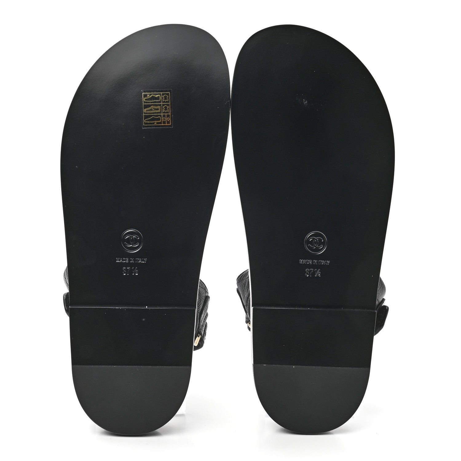Chanel Grained Calfskin Velcro Dad Sandals 37.5 Black 5 of 8