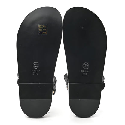 Chanel Grained Calfskin Velcro Dad Sandals 37.5 Black 5 of 8