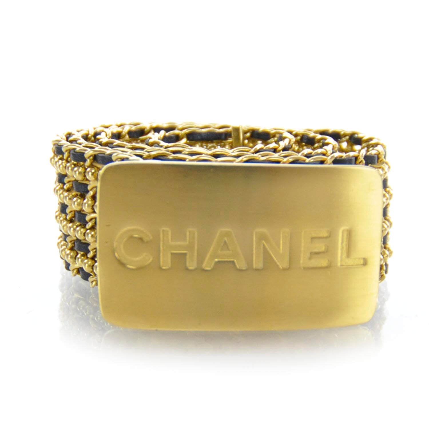 Chanel Leather Gold Chain Beaded Belt 1 of 6