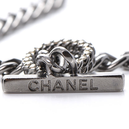 Chanel Metal Strass Enamel CC Chain Link Choker Necklace Dark Silver 6 of 8
