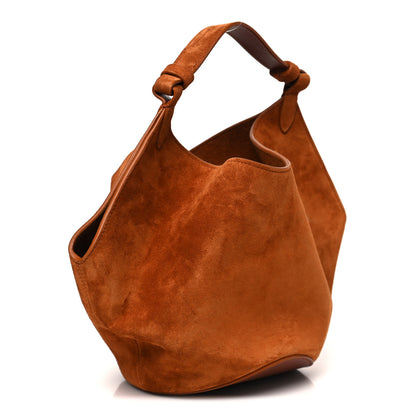 Khaite Suede Calfskin Mini Lotus Tote Caramel 3 of 8