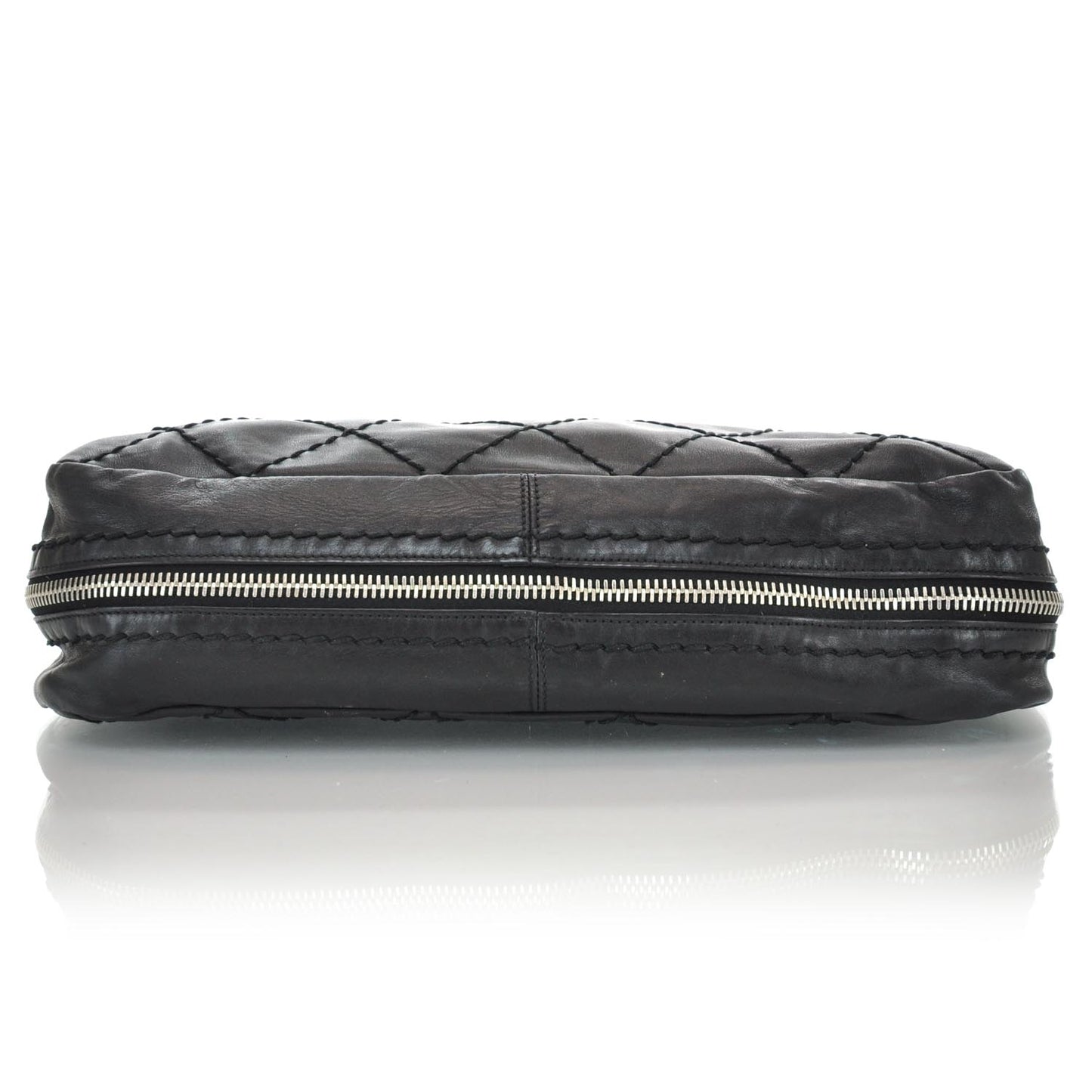 Lambskin Expandable Stitched Tote Black