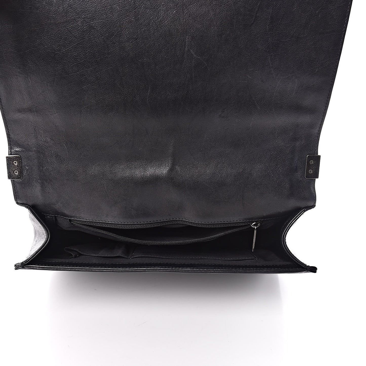 Calfskin Quilted Large Boy Flap Black