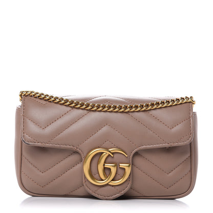 Gucci Calfskin Matelasse Super Mini GG Marmont Shoulder Bag Porcelain Rose 1 of 16