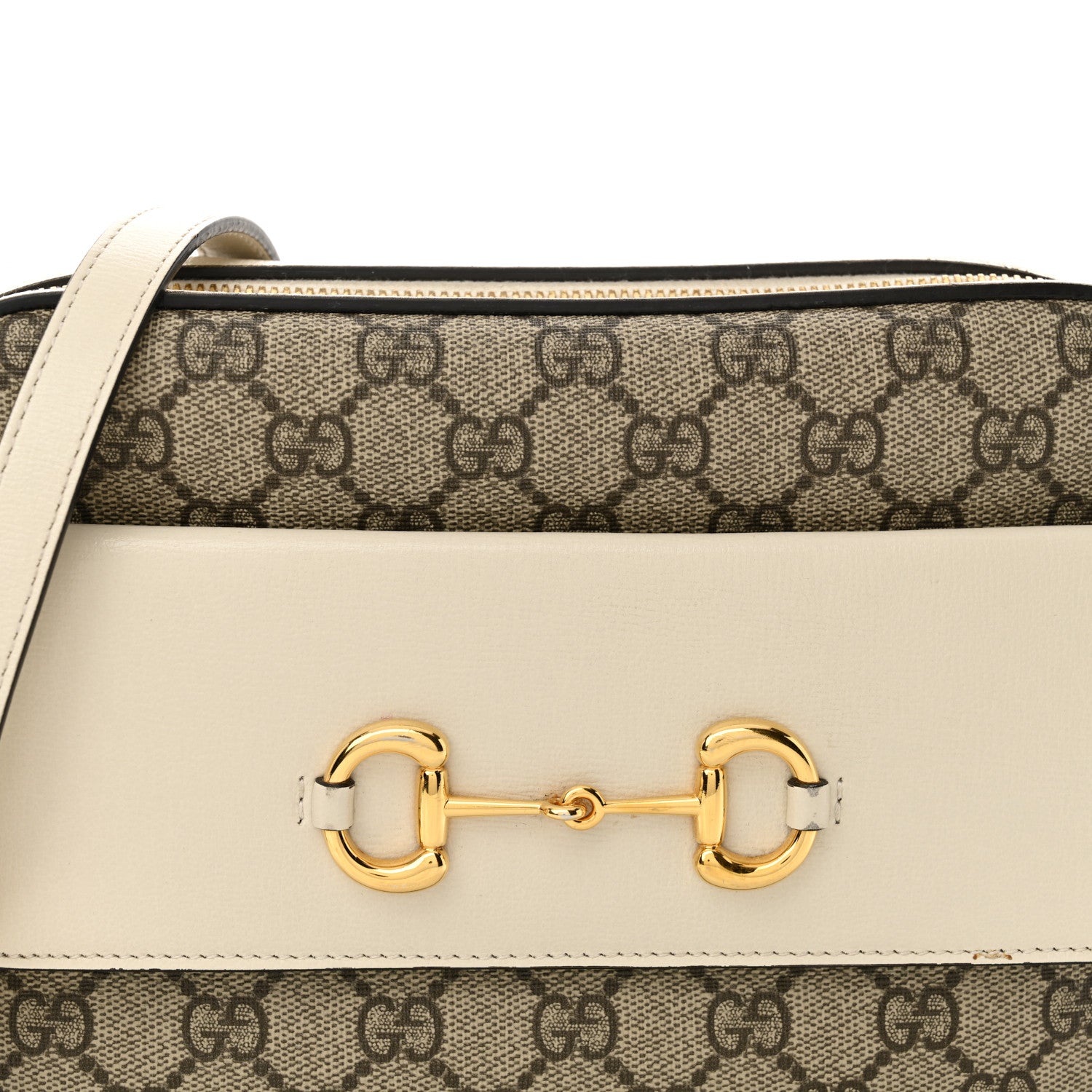Gucci GG Supreme Monogram Small Horsebit 1955 Shoulder Bag Beige Mystic White 9 of 14