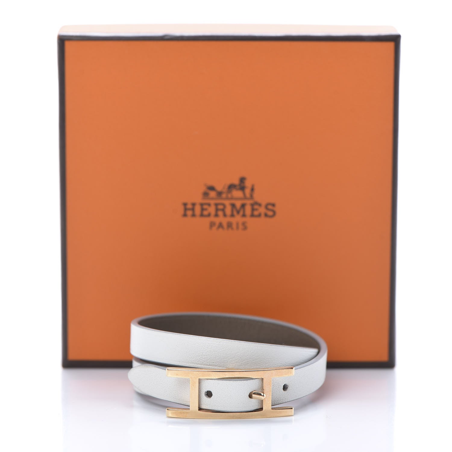 Hermes Swift Hapi 3 MM Triple Tour Bracelet T1 White Etoupe 5 of 5