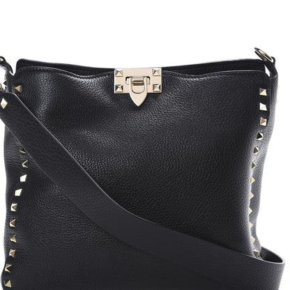 Valentino Garavani Pebbled Calfskin Small Rockstud Flip-Lock Messenger Bag Black 8 of 8
