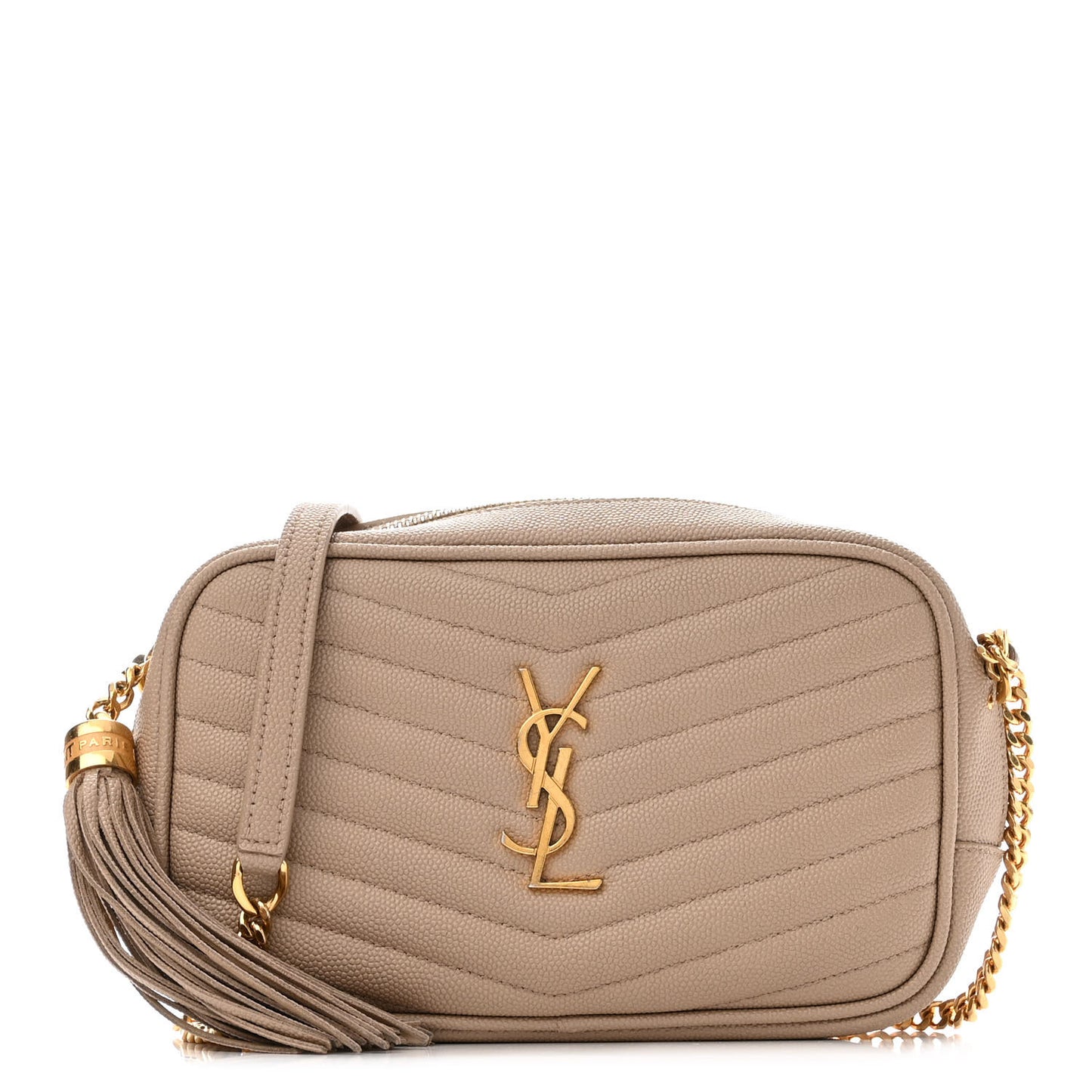 Grain De Poudre Matelasse Monogram Mini Lou Camera Bag Dark Beige