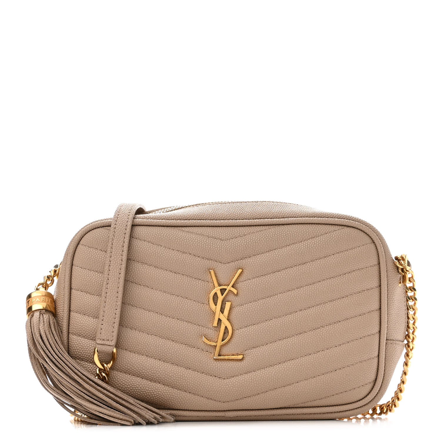 Saint Laurent Grain De Poudre Matelasse Monogram Mini Lou Camera Bag Dark Beige 1 of 13