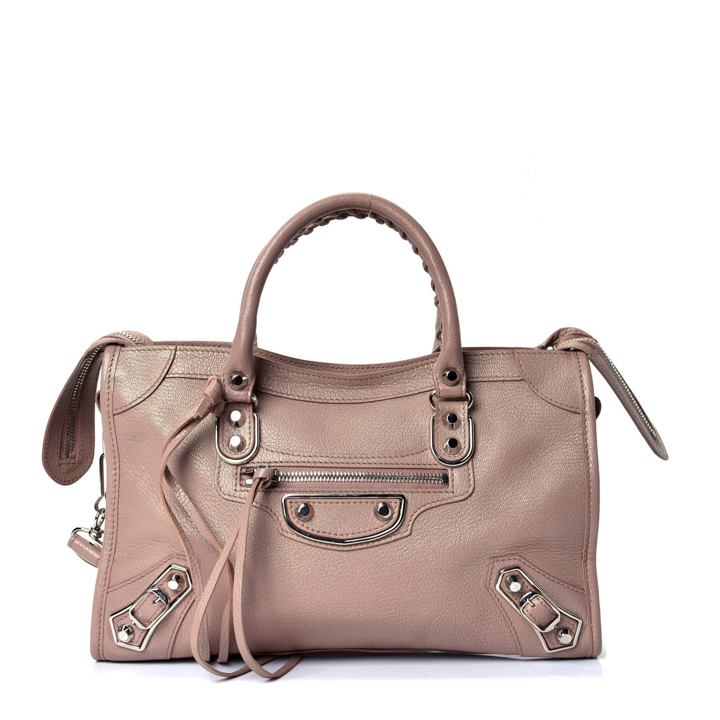 Shiny Goatskin Silver Metallic Edge Hardware S City Rose Des Sables