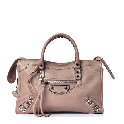 Balenciaga Shiny Goatskin Silver Metallic Edge Hardware S City Rose Des Sables 1 of 4