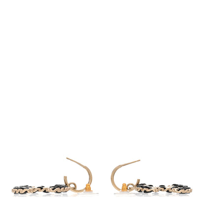 Chanel Crystal Lambskin Chain CC Vintage Allure Stud Earrings Black Gold 3 of 4