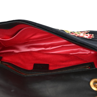 Gucci Velvet Matelasse Loved Embroidered Medium GG Marmont Shoulder Bag Black 5 of 9