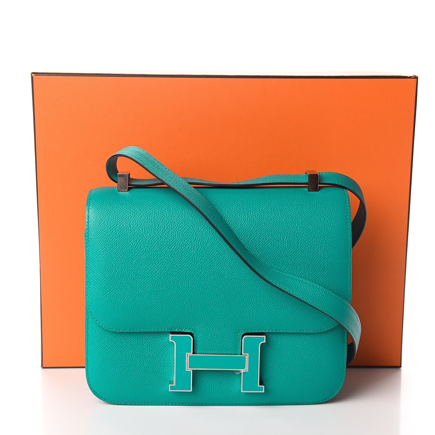 Hermes Epsom Constance 24 Bleu Paon Vert Menthe 12 of 12