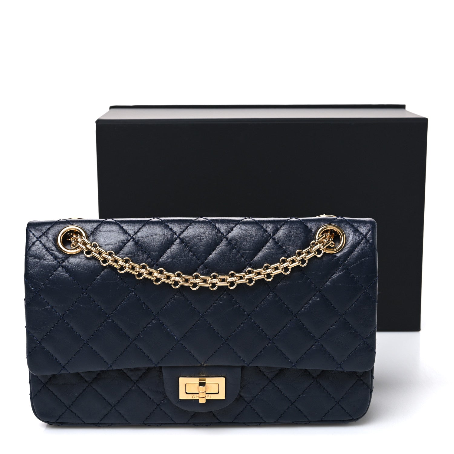 Chanel Aged Calfskin Quilted 2.55 Reissue 225 Flap Navy 10 of 10