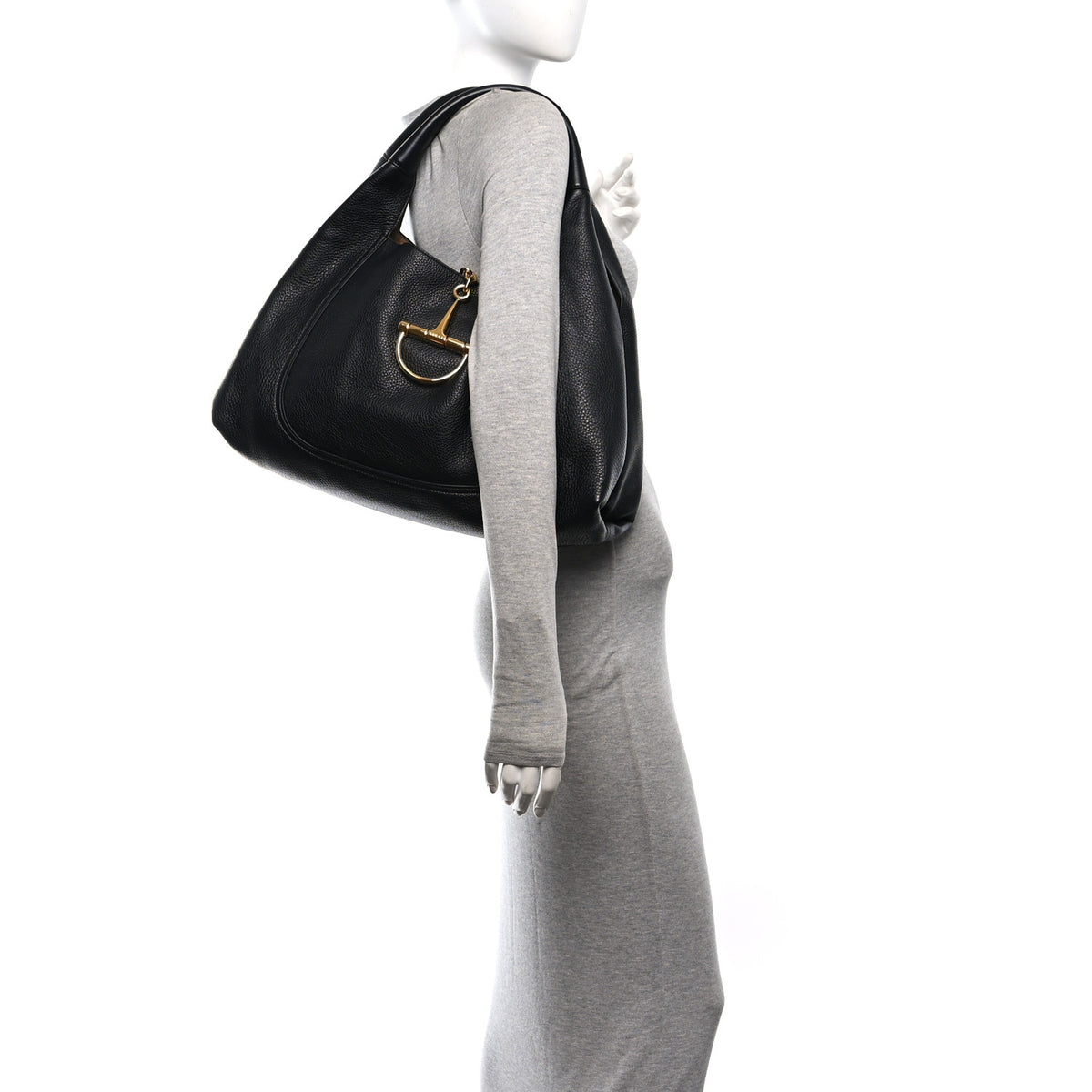 Grained Calfskin Softbit Maxi Shoulder Bag Black