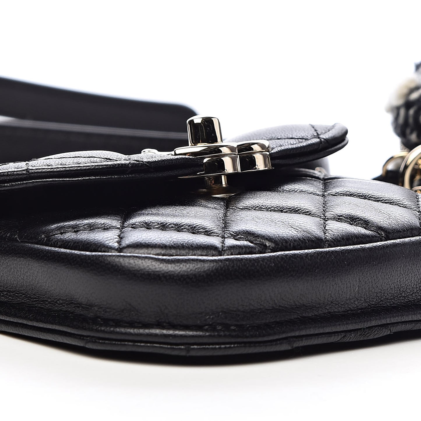 Tweed Lambskin Quilted Waist Bag With Coin Purse Black